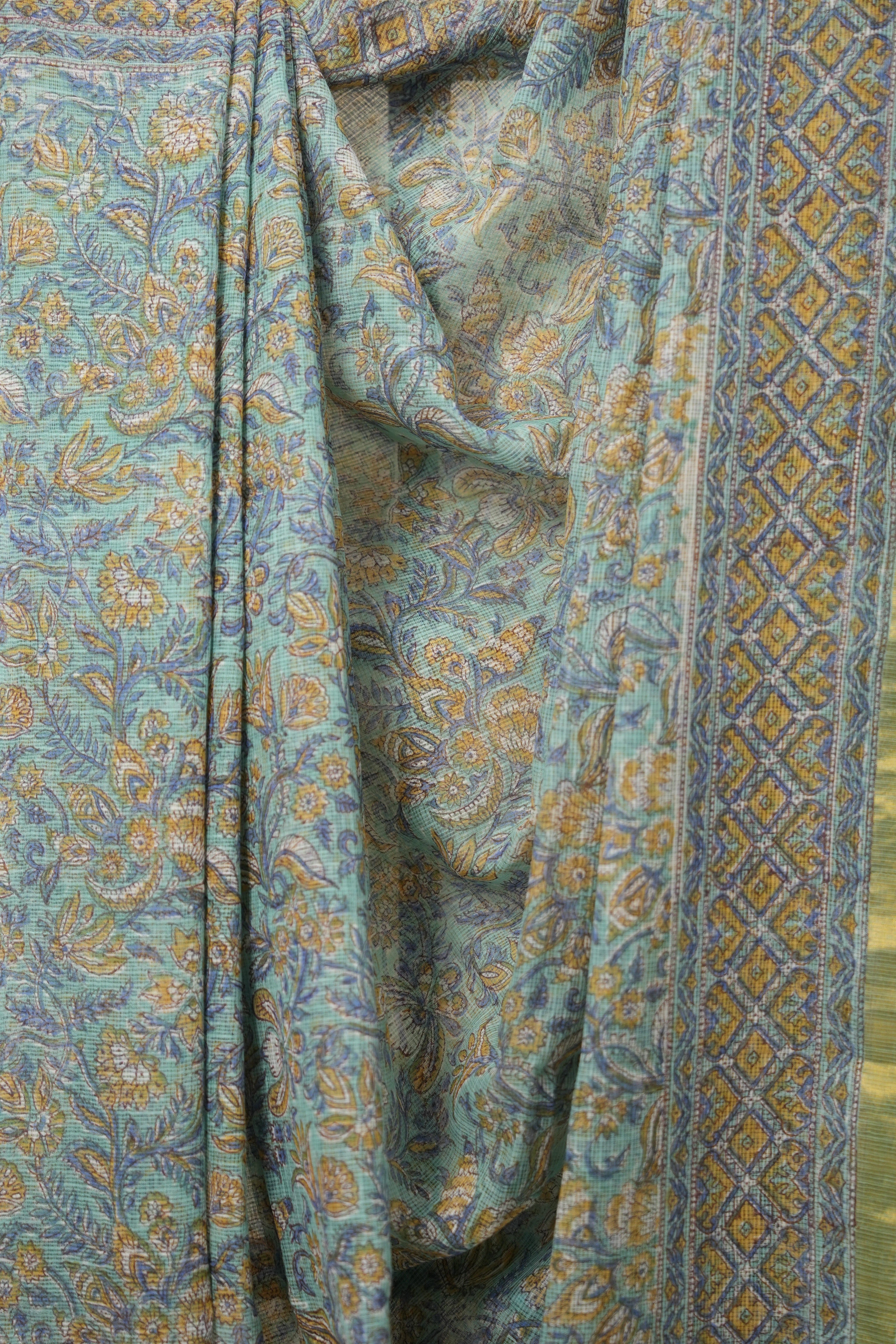 Aqua Blue HBP Kota Doria Saree - SRABKDS234