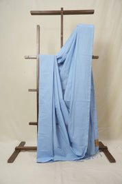Blue Plain Cotton Mangalgiri Saree - SRBPCMS101