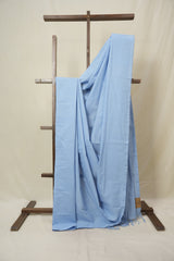 Blue Plain Cotton Mangalgiri Saree - SRBPCMS101