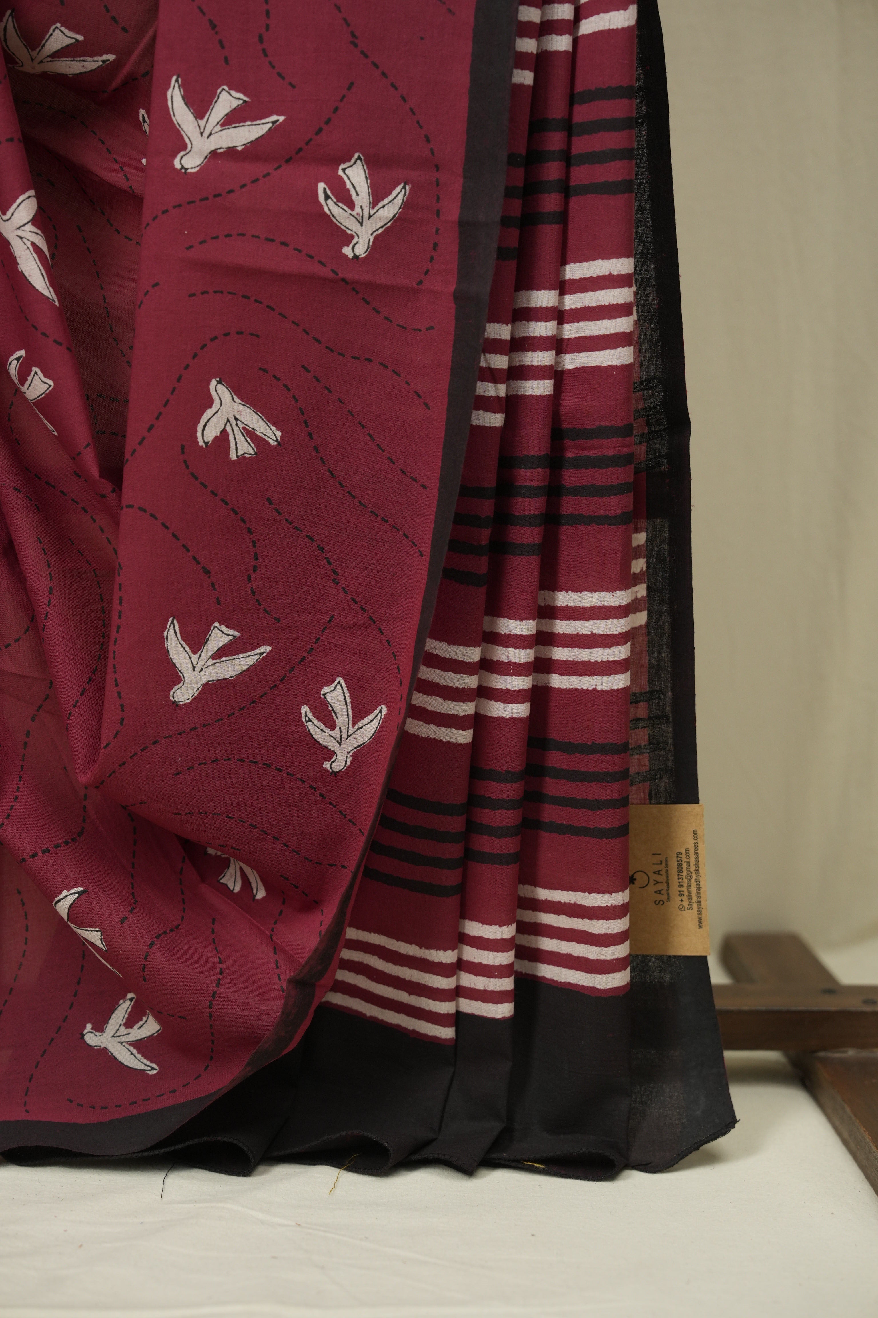 Dark Red HBP Cotton Saree - SRDRCS3595