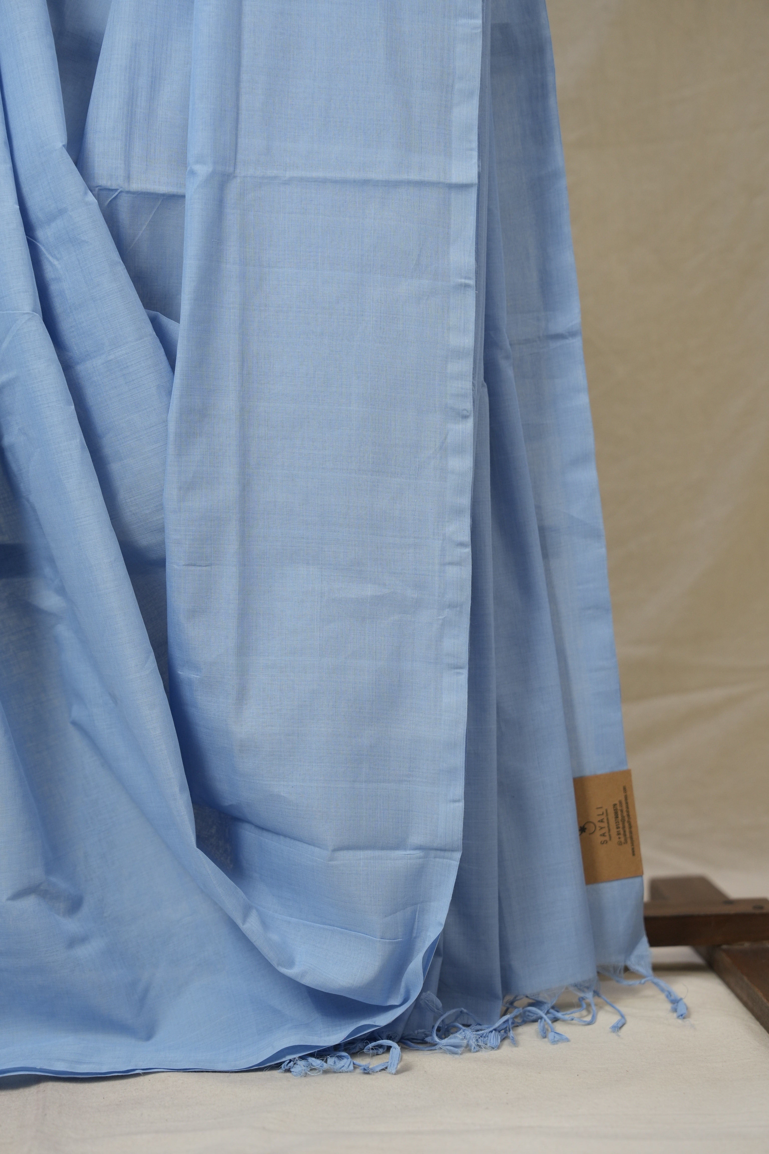 Blue Plain Cotton Mangalgiri Saree - SRBPCMS101