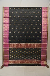 Black Chanderi Silk Saree - SRBCSS430