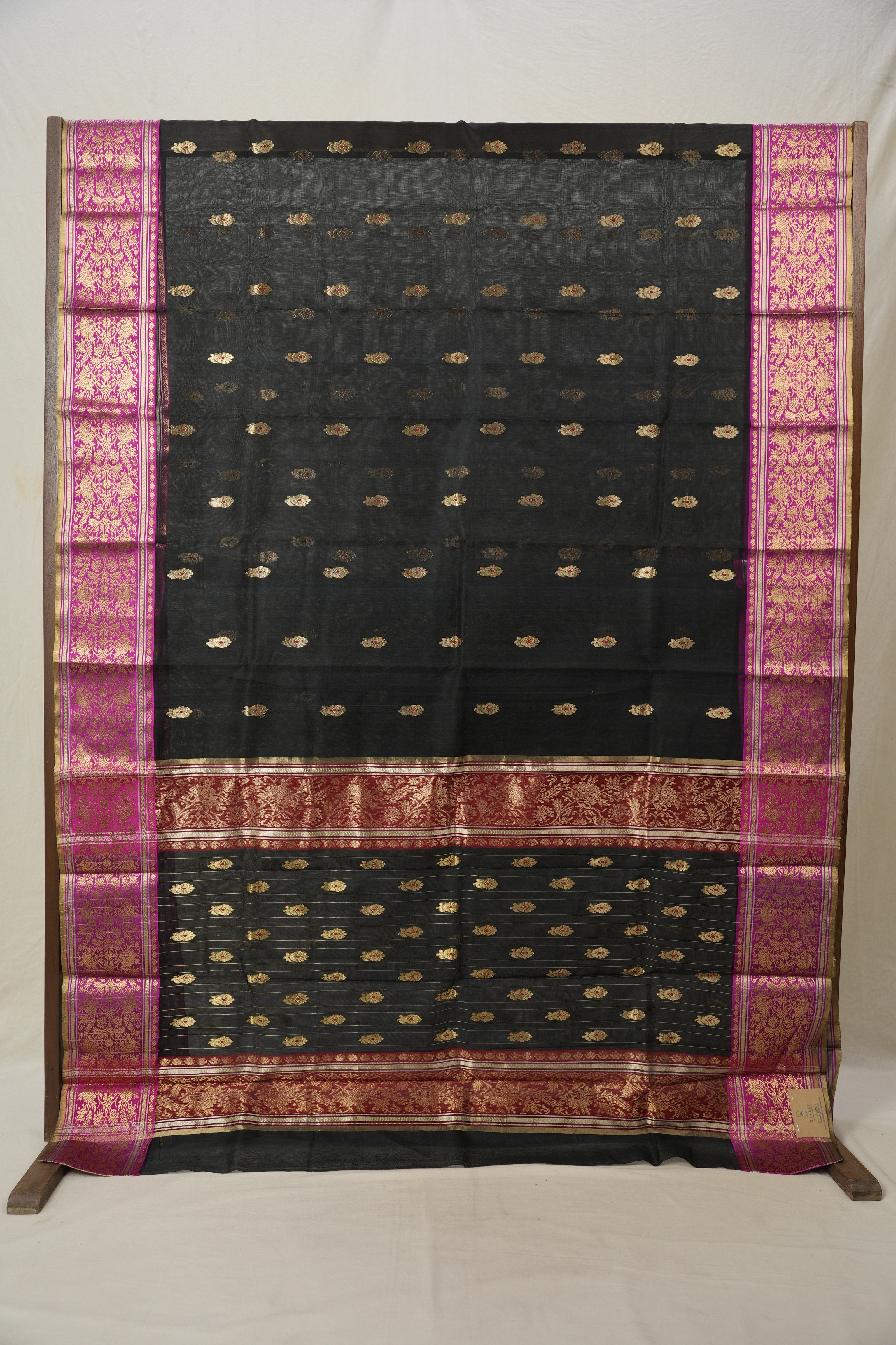 Black Chanderi Silk Saree - SRBCSS430