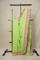 Parrot Green Cotton Paithani Saree - SRPGCPS640