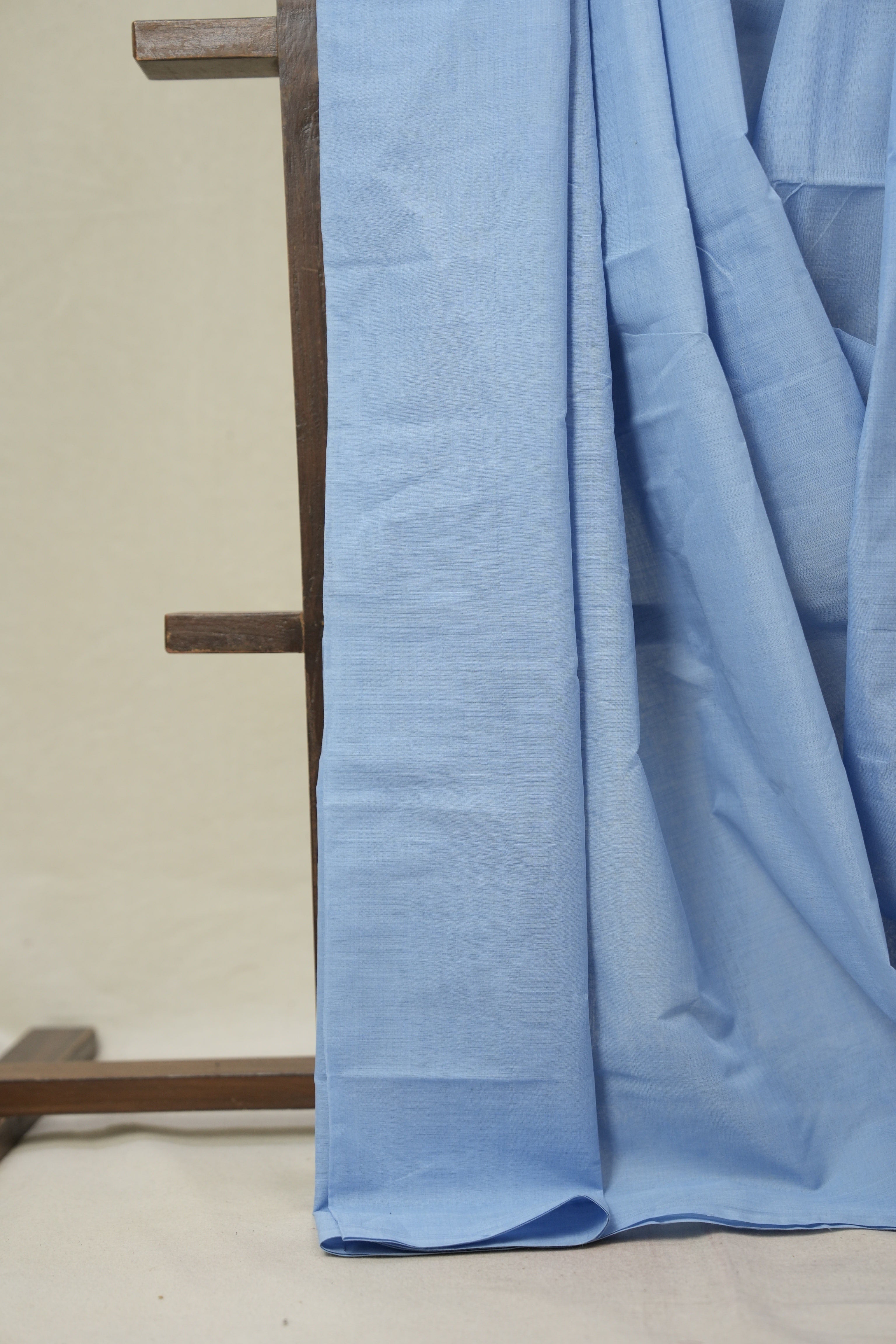 Blue Plain Cotton Mangalgiri Saree - SRBPCMS101