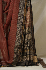 Black Red HBP Kota Doria Saree - SRBRKDS230