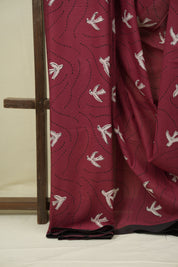 Dark Red HBP Cotton Saree - SRDRCS3595