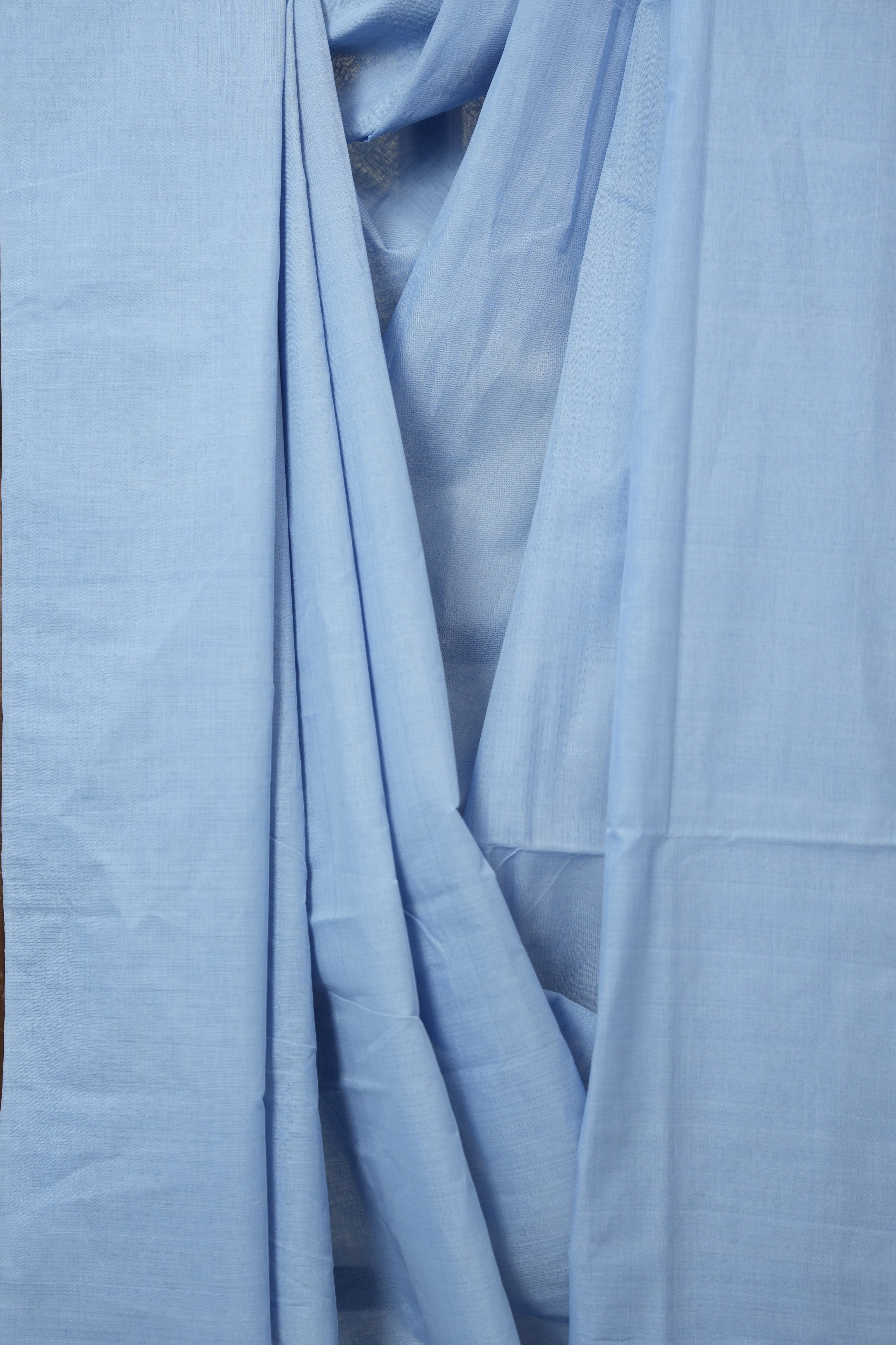 Blue Plain Cotton Mangalgiri Saree - SRBPCMS101