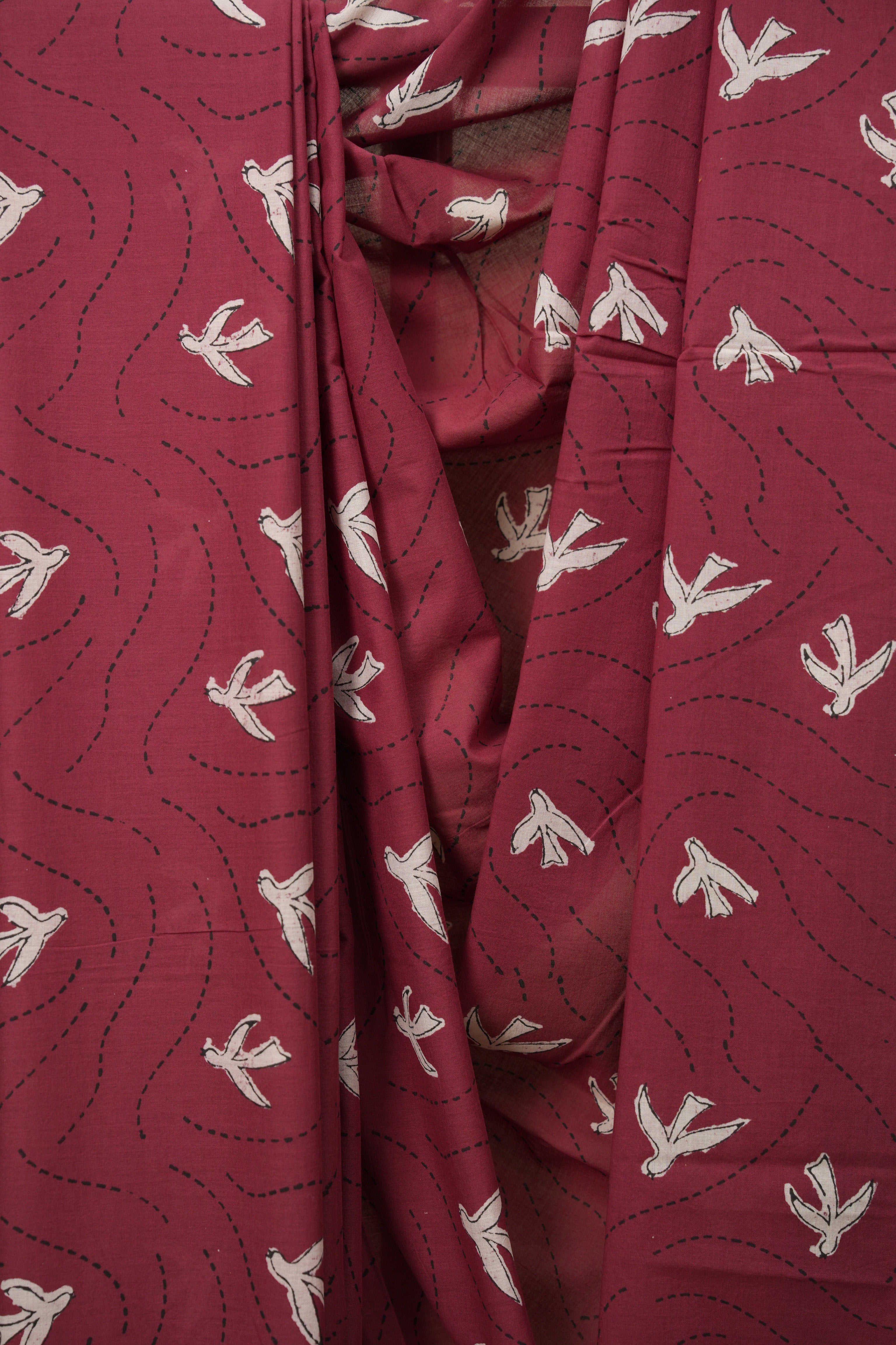 Dark Red HBP Cotton Saree - SRDRCS3595
