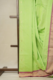 Parrot Green Cotton Paithani Saree - SRPGCPS640