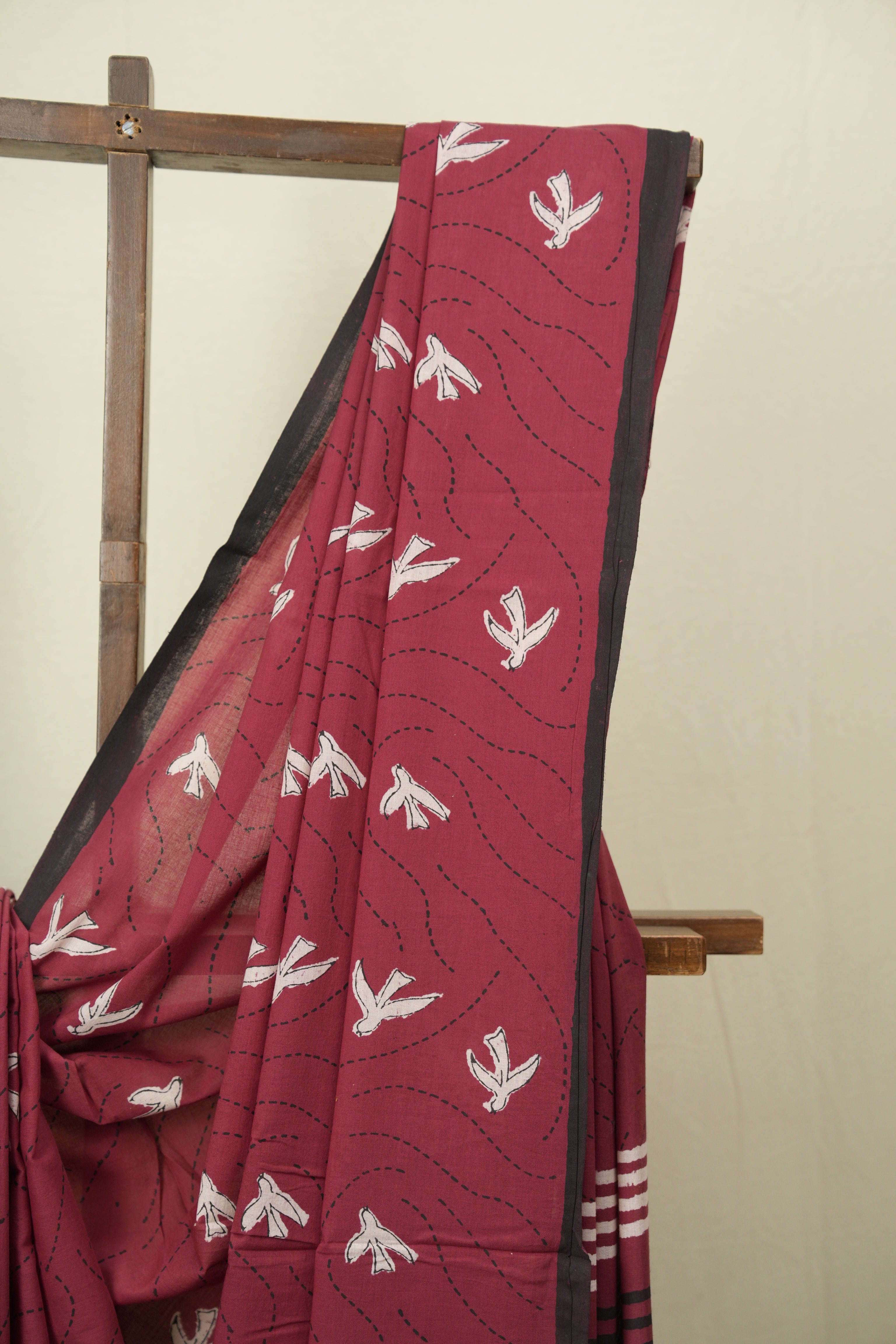 Dark Red HBP Cotton Saree - SRDRCS3595