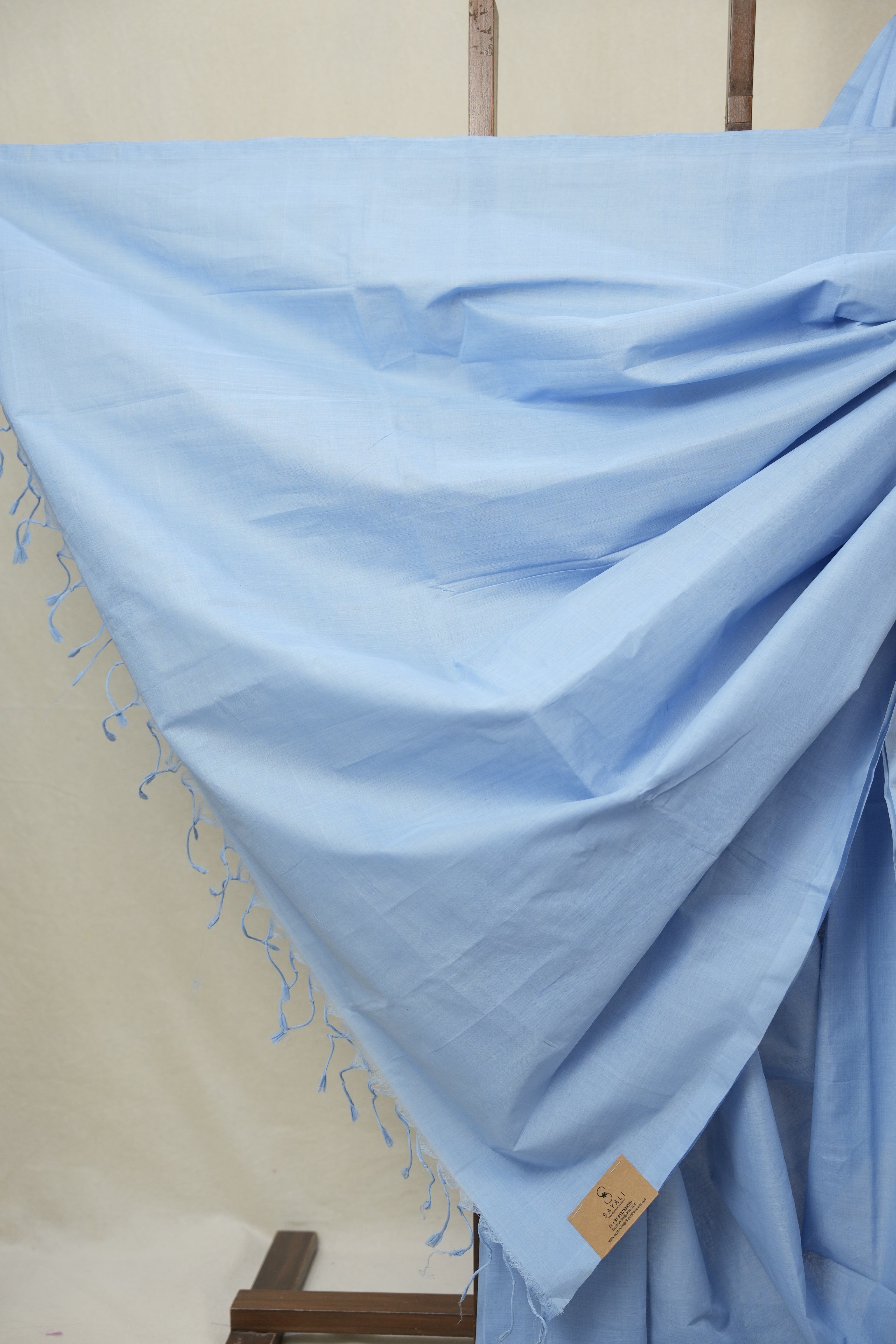Blue Plain Cotton Mangalgiri Saree - SRBPCMS101