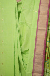 Parrot Green Cotton Paithani Saree - SRPGCPS640