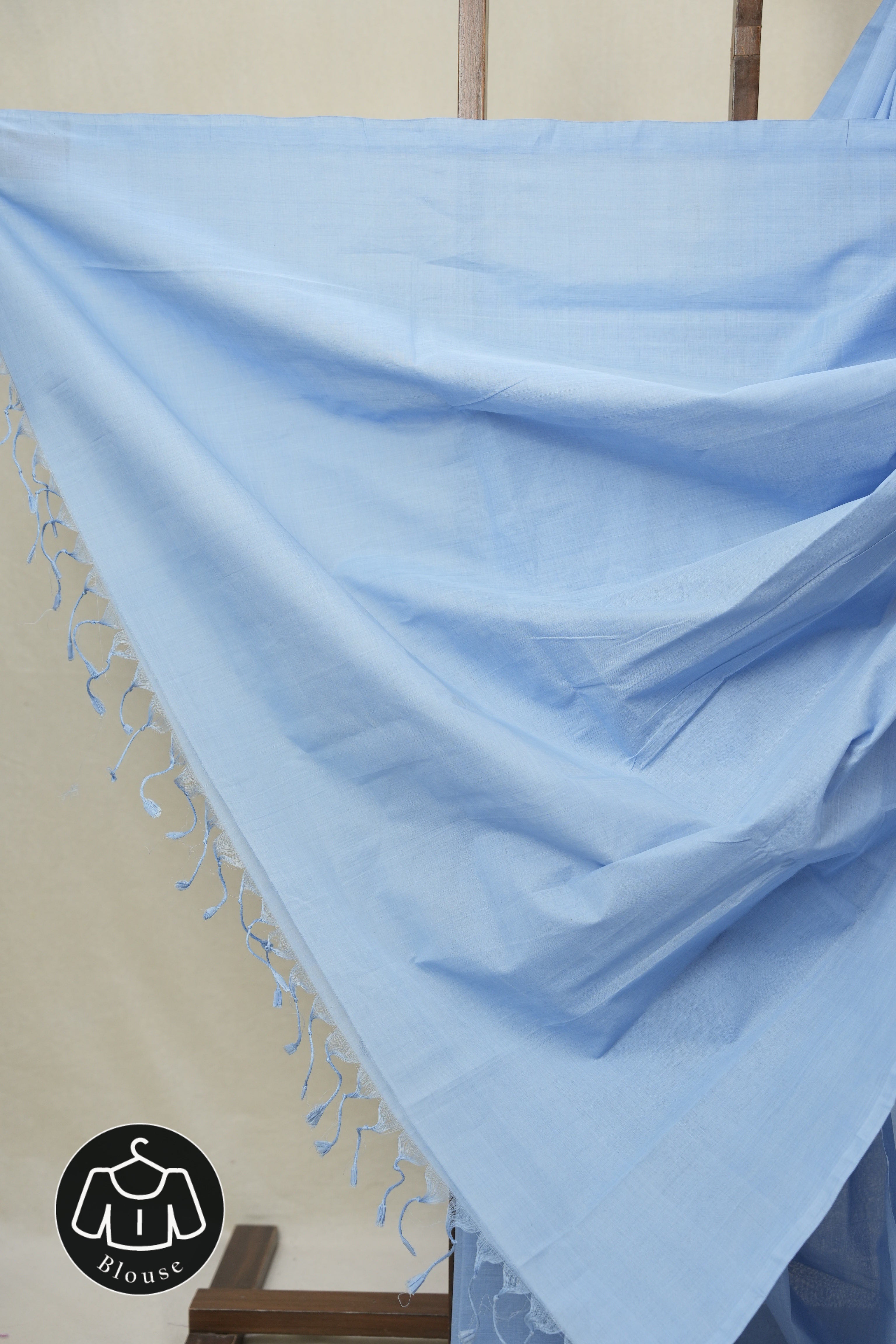 Blue Plain Cotton Mangalgiri Saree - SRBPCMS101