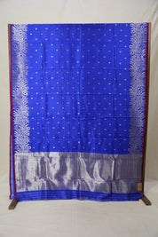 Blue Handborder Chandri Silk Saree -SRNHCSS441