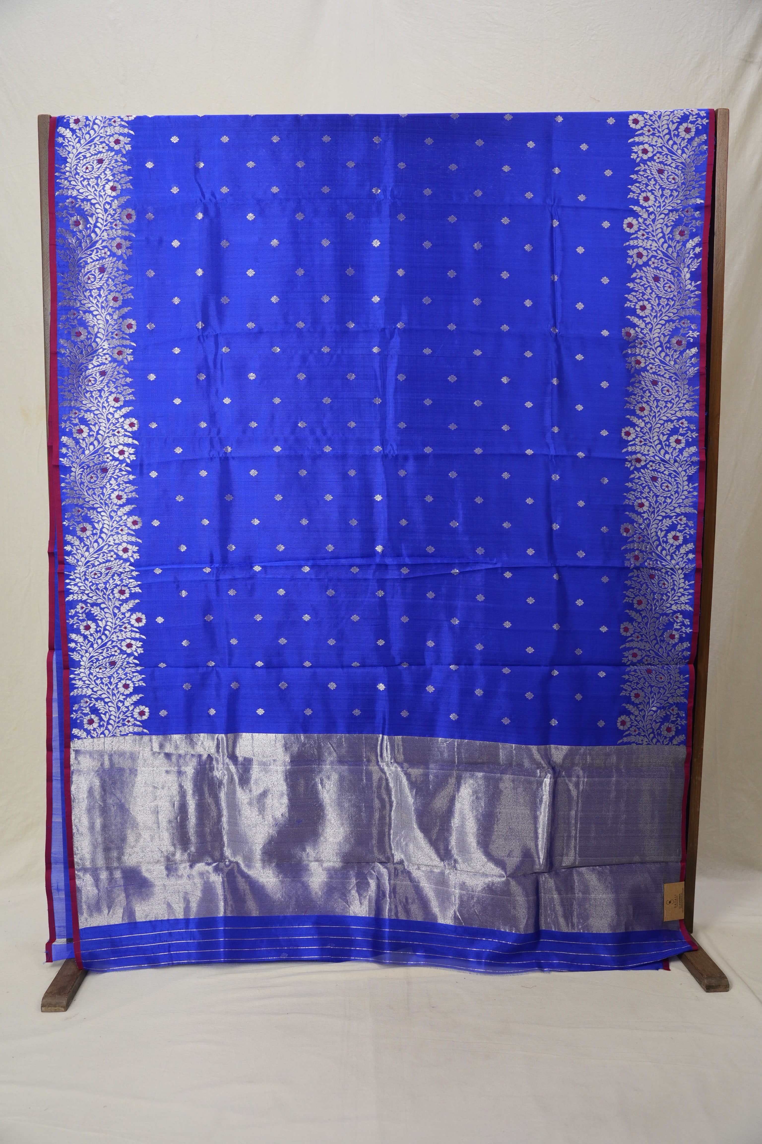 Blue Handborder Chandri Silk Saree -SRNHCSS441