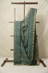 Moss Green HBP Kota Doria Saree - SRMGKDS232