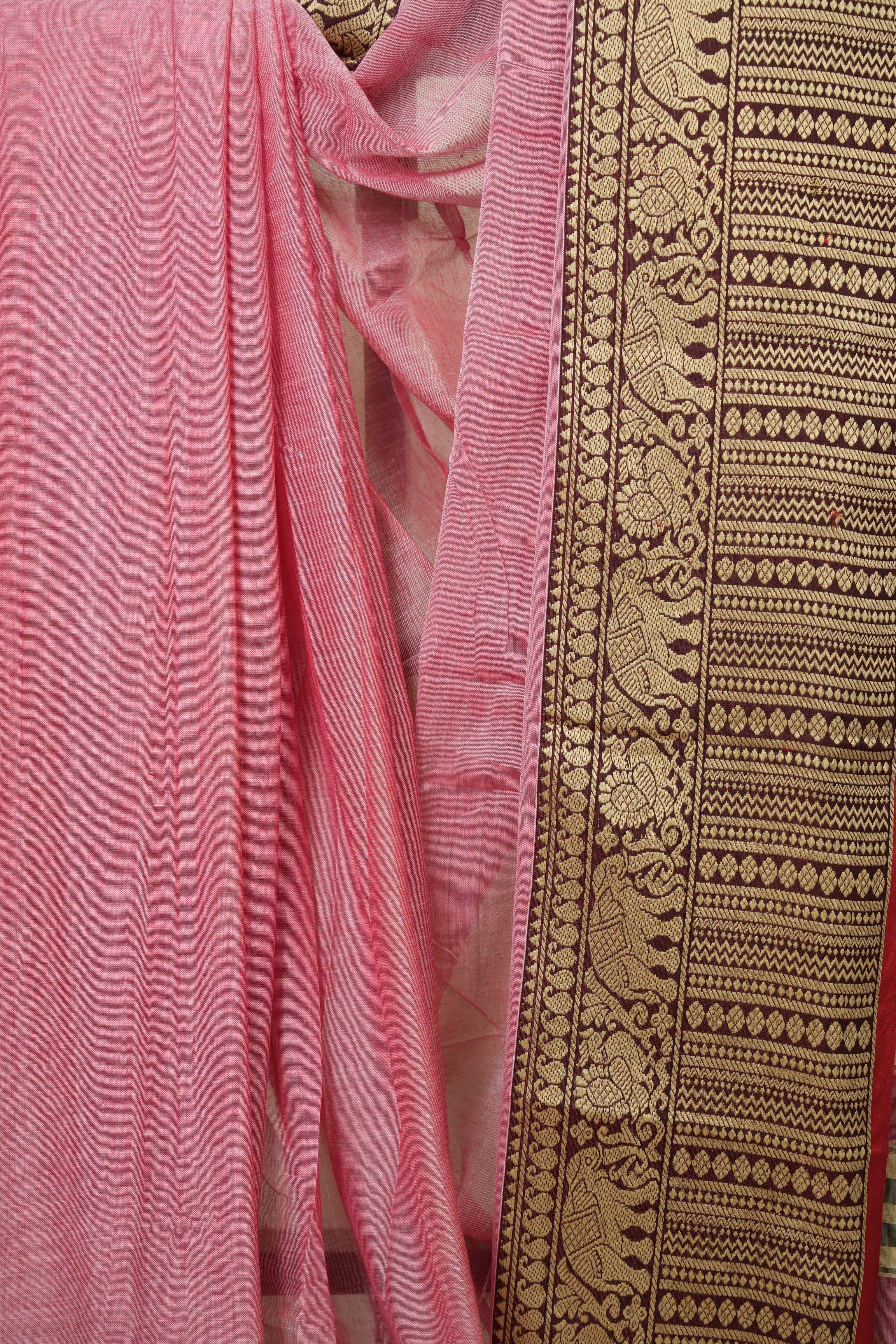 Carrot Pink Narayan Peth Cotton Saree - SRCPNPCS25