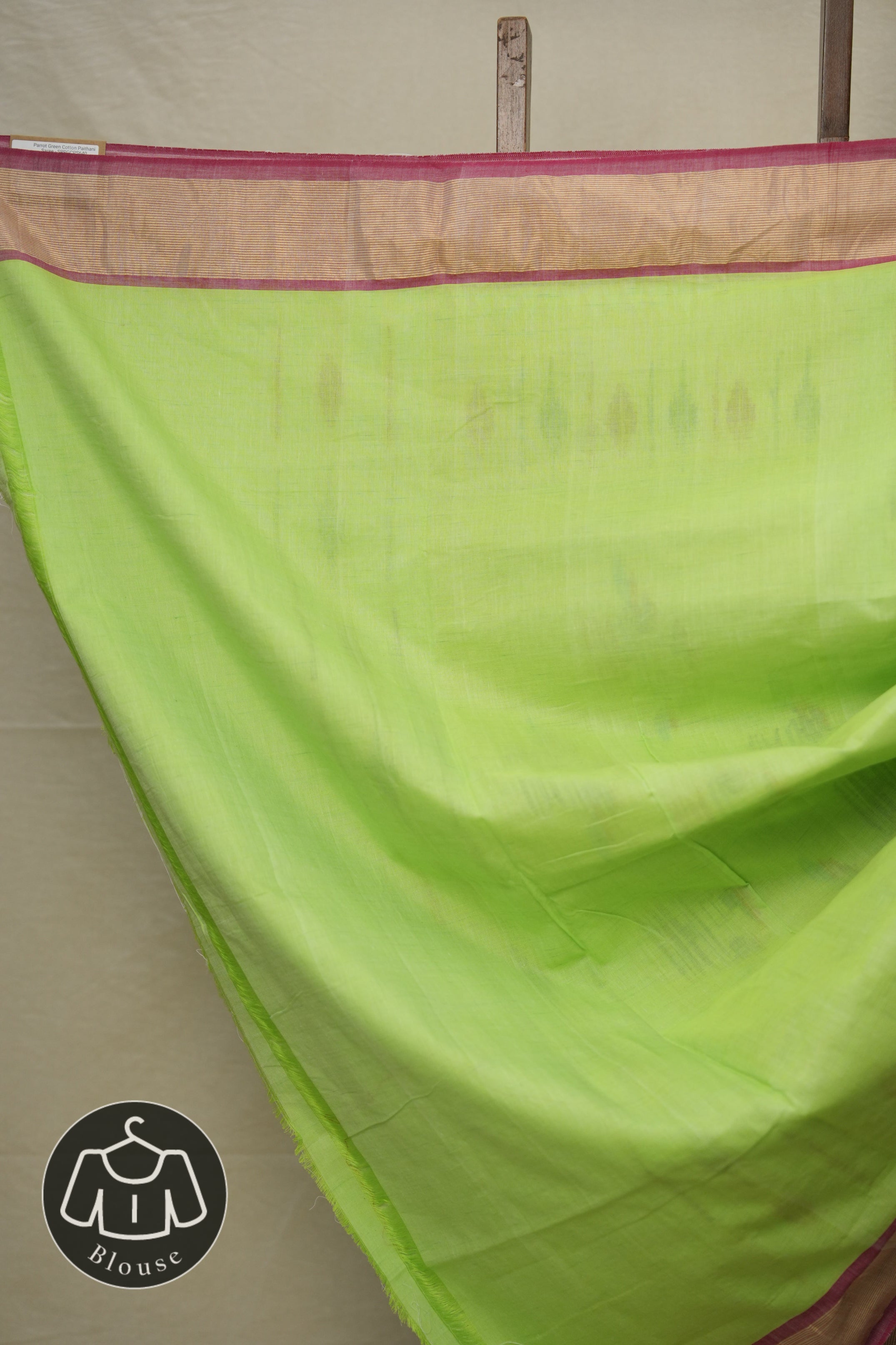 Parrot Green Cotton Paithani Saree - SRPGCPS640