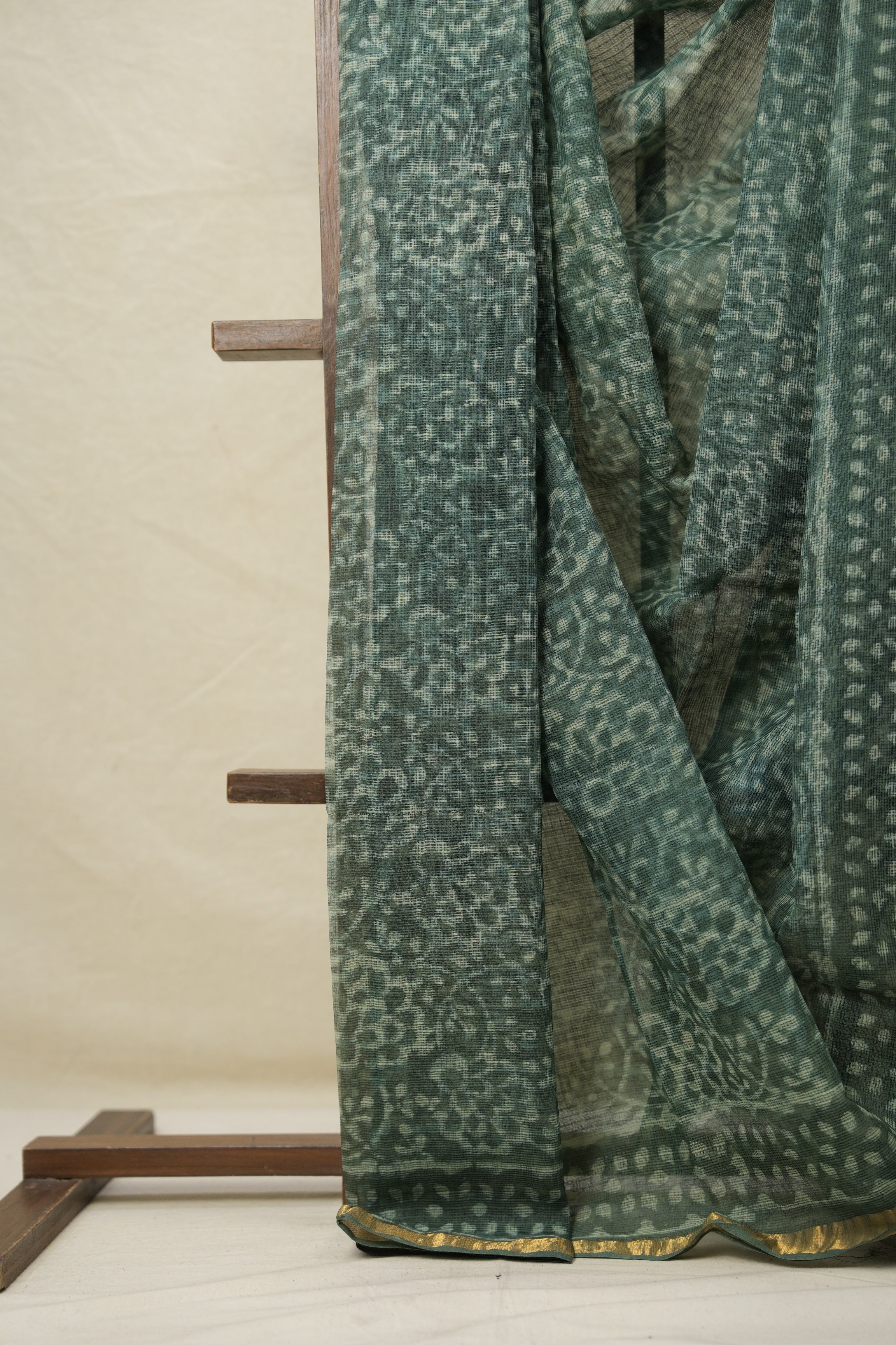 Moss Green HBP Kota Doria Saree - SRMGKDS232