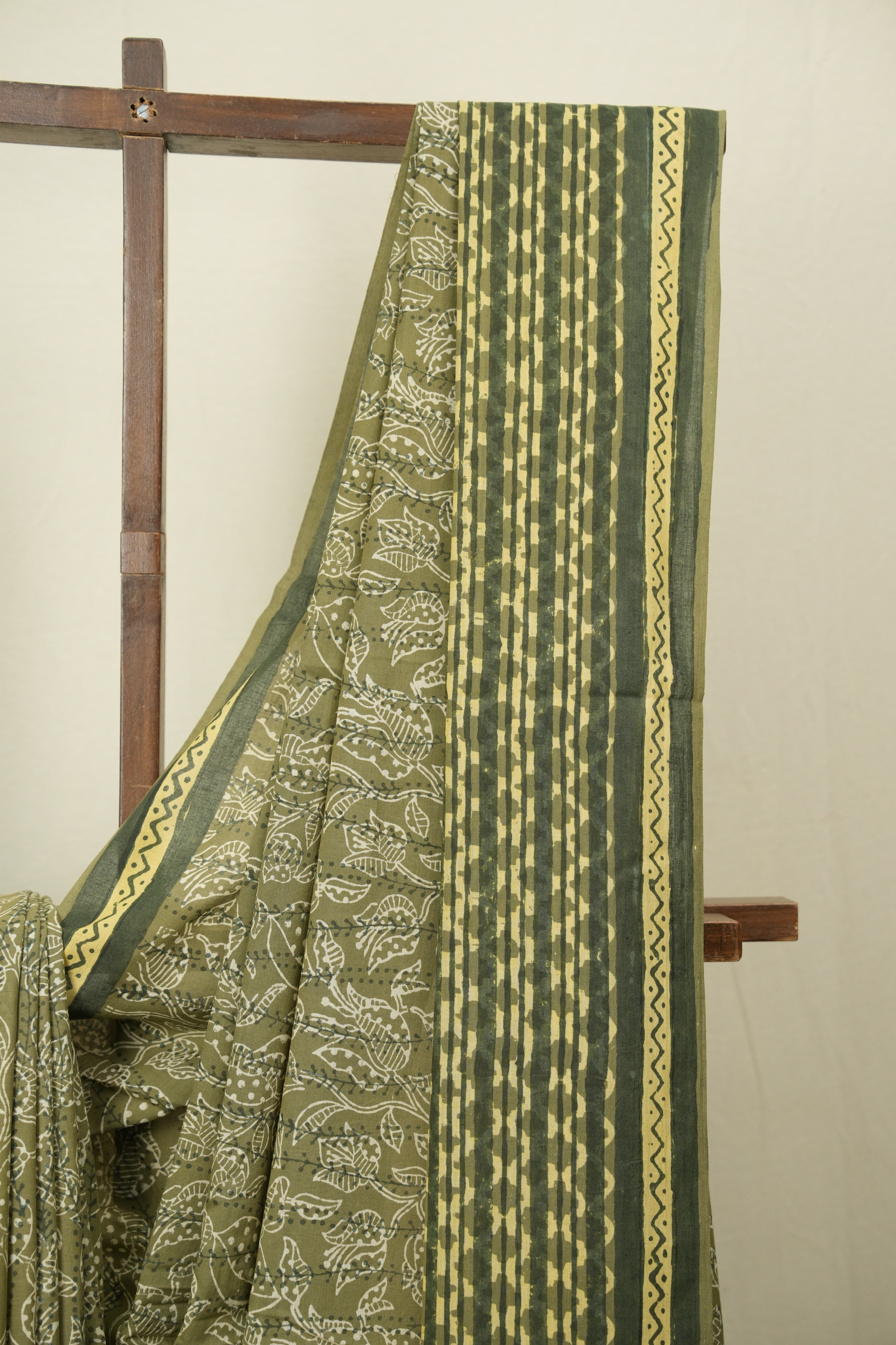 Mehendi Green HBP Cotton Saree - SRMGCS3594