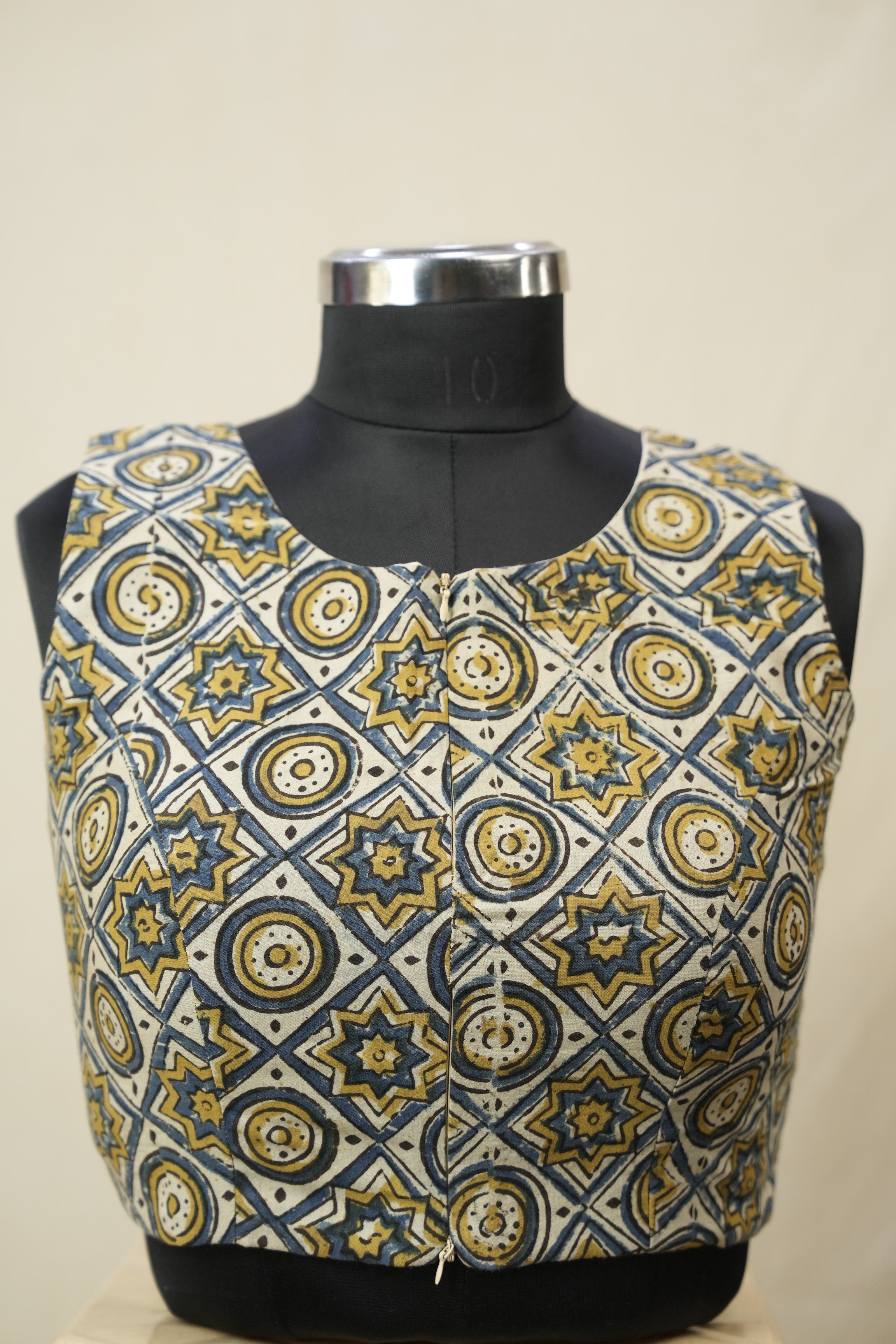 Cream HBP Ajrakh Cotton Blouse - SRCACB19