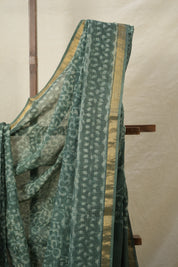 Moss Green HBP Kota Doria Saree - SRMGKDS232