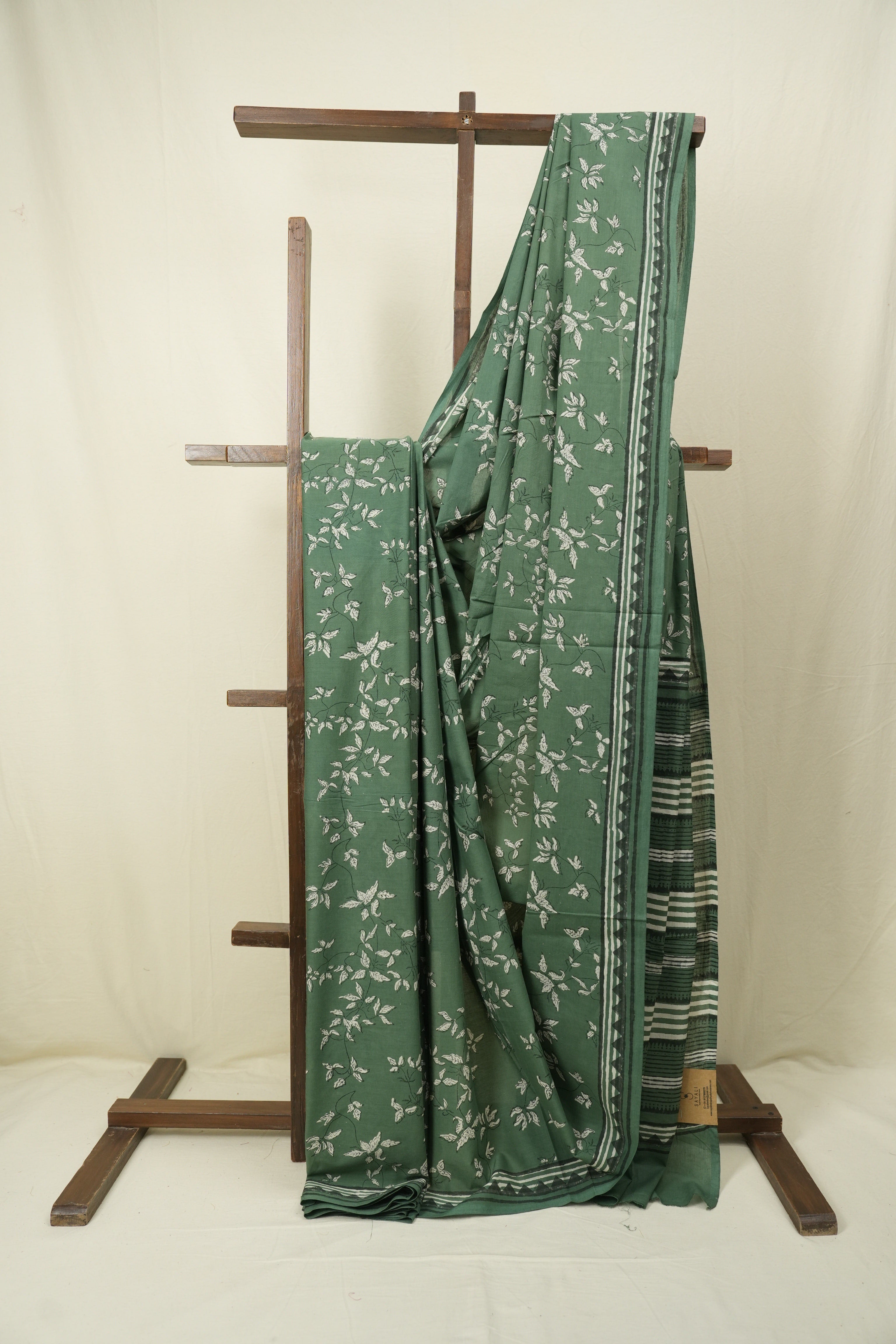 Sage Green HBP Cotton Saree - SRSGCS3592