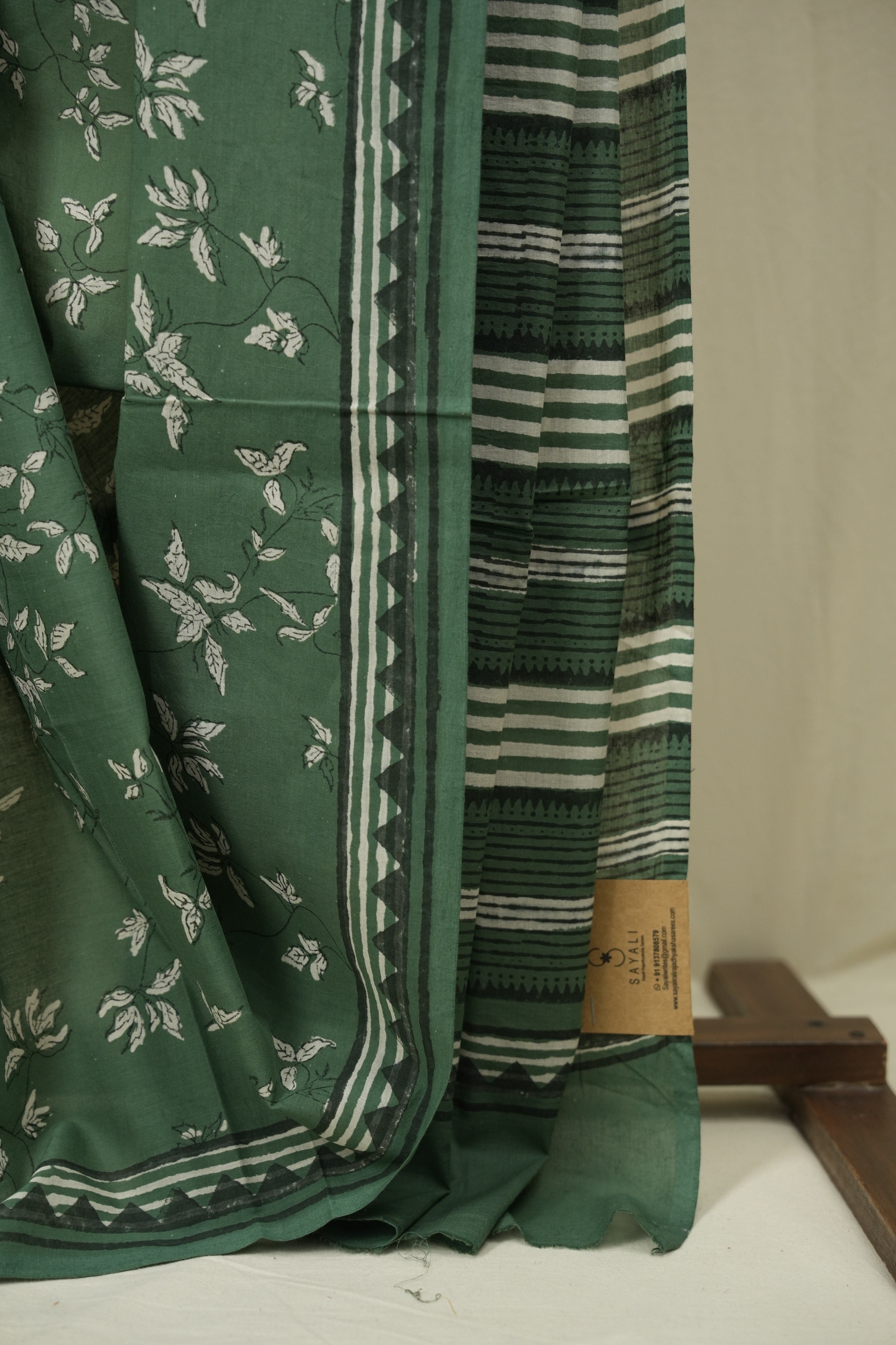 Sage Green HBP Cotton Saree - SRSGCS3592