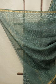 Moss Green HBP Kota Doria Saree - SRMGKDS232