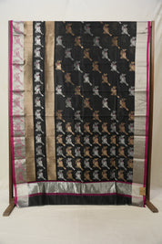 Black Sparrow Pattu Chanderi Silk Saree - SRBSPCSS451
