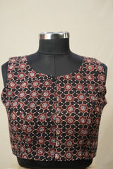 Black Floral HBP Ajrakh Cotton Blouse - SRBFACB16