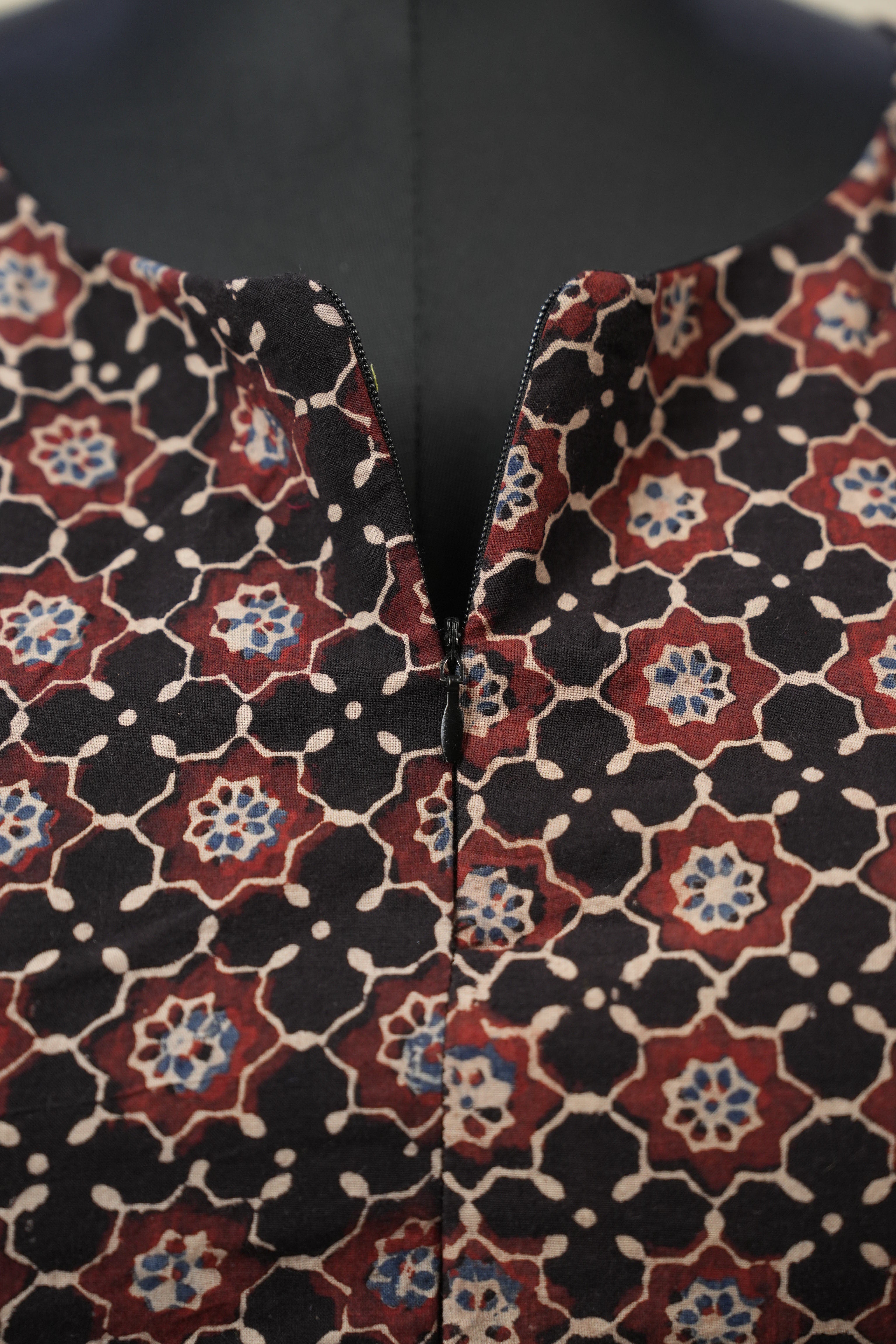 Black Floral HBP Ajrakh Cotton Blouse - SRBFACB16
