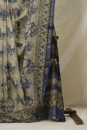 Ink Blue HBP Kota Doria Saree - SRIBKDS233