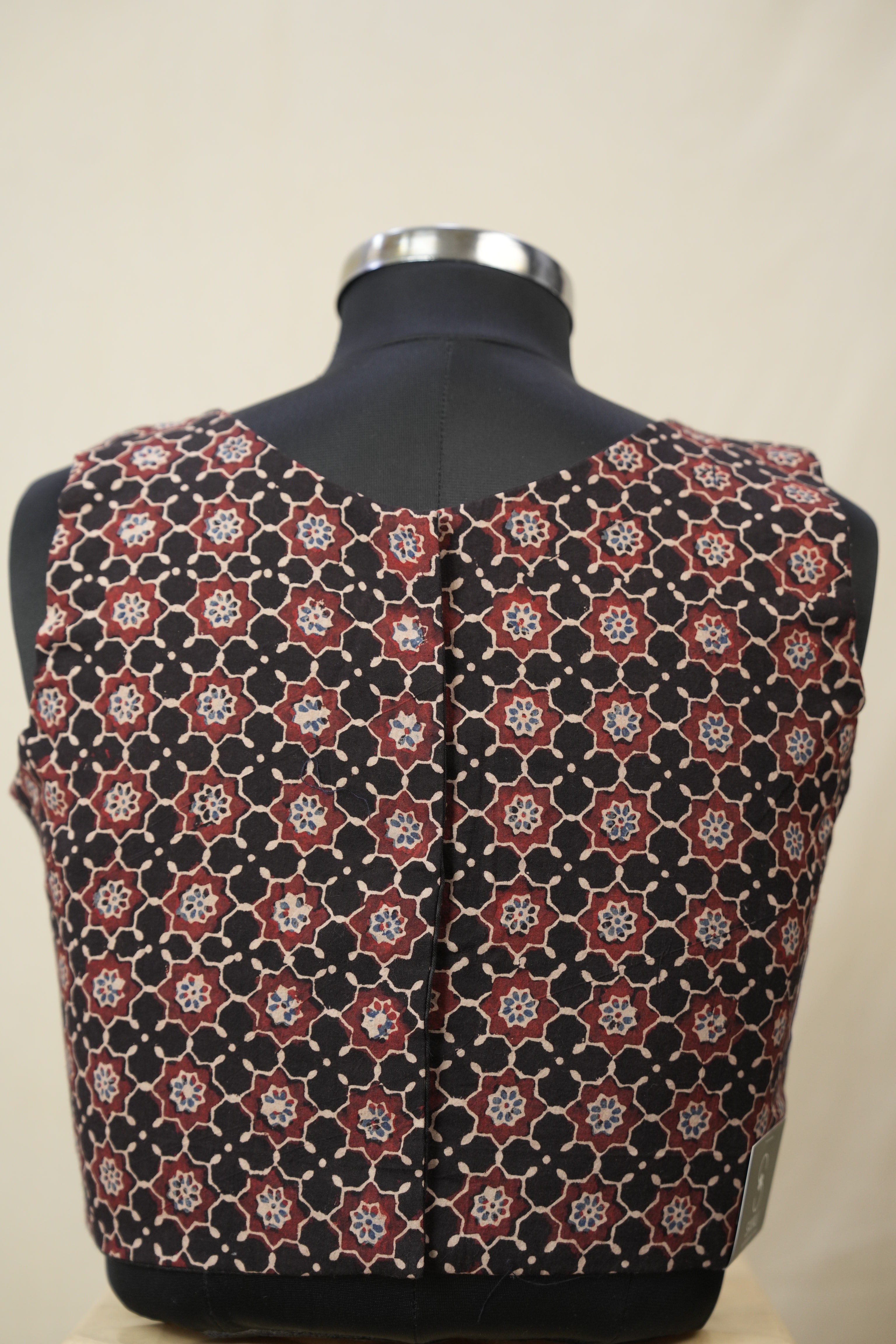 Black Floral HBP Ajrakh Cotton Blouse - SRBFACB16