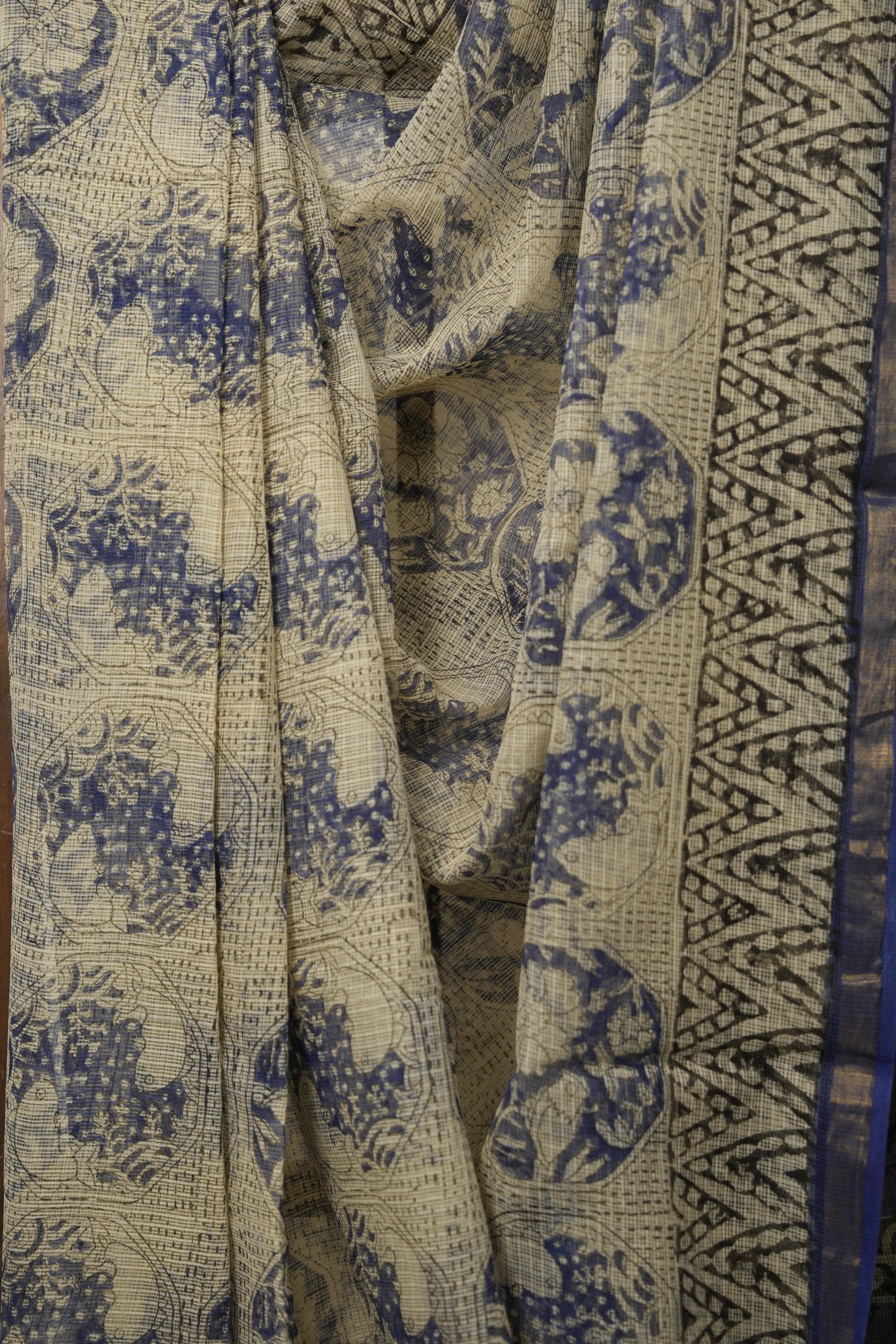 Ink Blue HBP Kota Doria Saree - SRIBKDS233