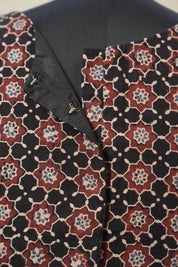 Black Floral HBP Ajrakh Cotton Blouse - SRBFACB16