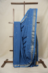 Peacock Blue Cotton Paithani Saree - SRPBCPS649