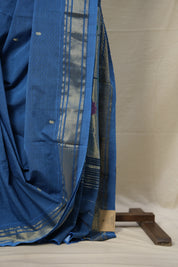 Peacock Blue Cotton Paithani Saree - SRPBCPS649