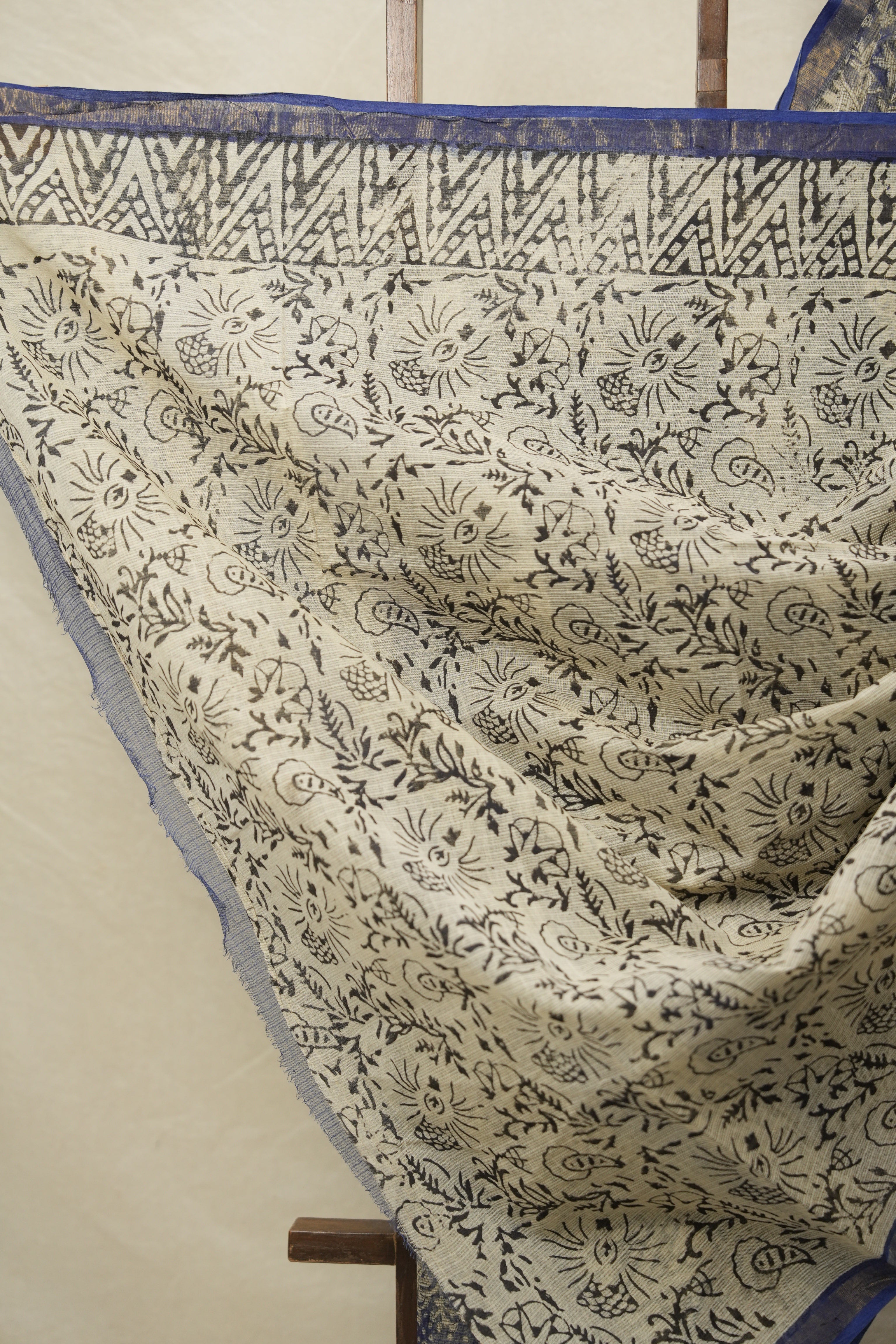 Ink Blue HBP Kota Doria Saree - SRIBKDS233