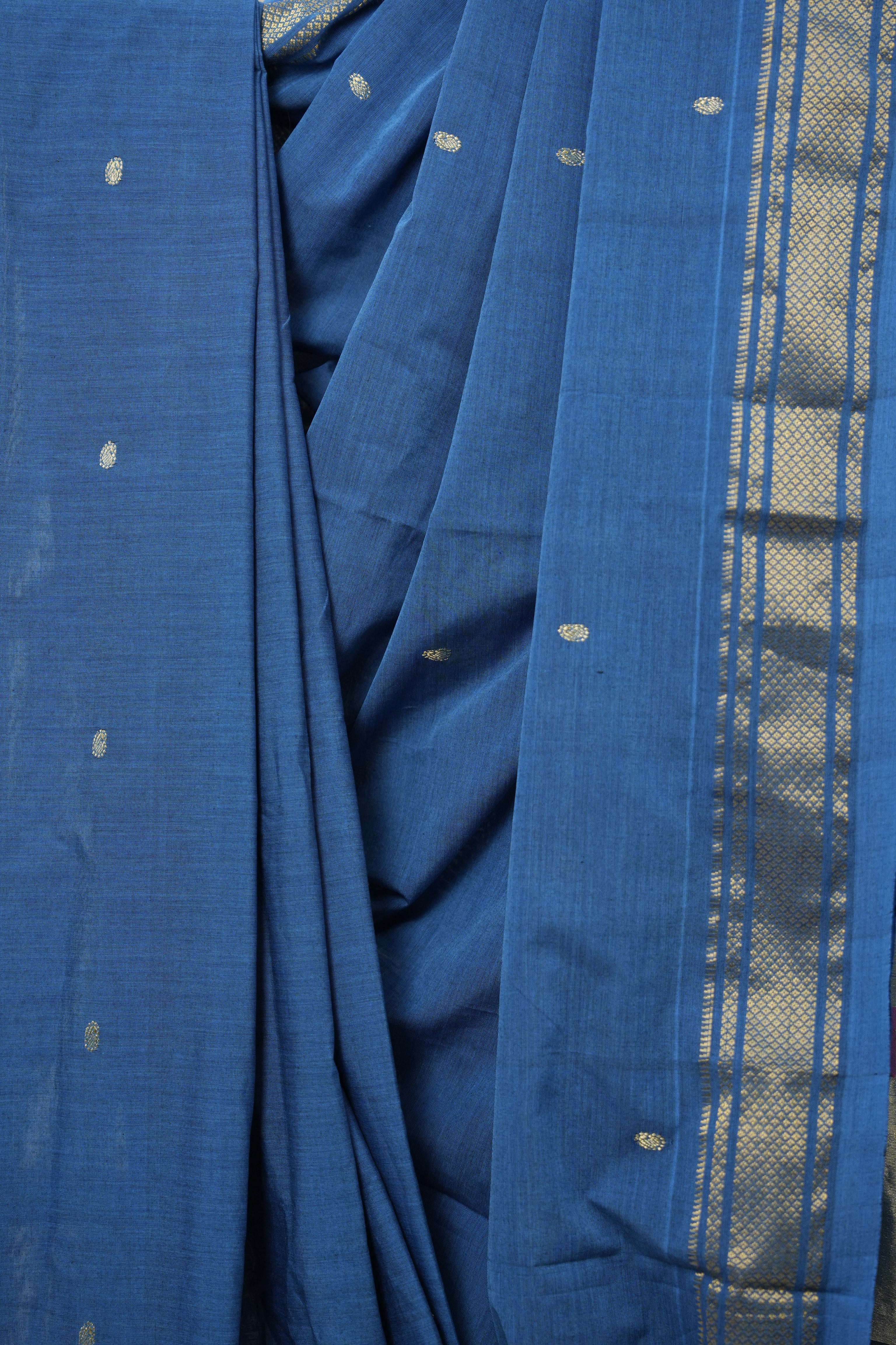 Peacock Blue Cotton Paithani Saree - SRPBCPS649