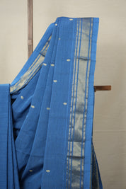 Peacock Blue Cotton Paithani Saree - SRPBCPS649