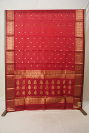 Dark Red Chanderi Silk Saree - SRDRCSS492