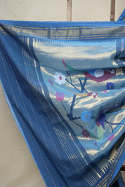 Peacock Blue Cotton Paithani Saree - SRPBCPS649