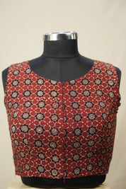 Maroon Floral HBP Ajrakh Cotton Blouse - SRMFACB17