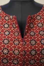 Maroon Floral HBP Ajrakh Cotton Blouse - SRMFACB17