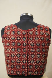 Maroon Floral HBP Ajrakh Cotton Blouse - SRMFACB17