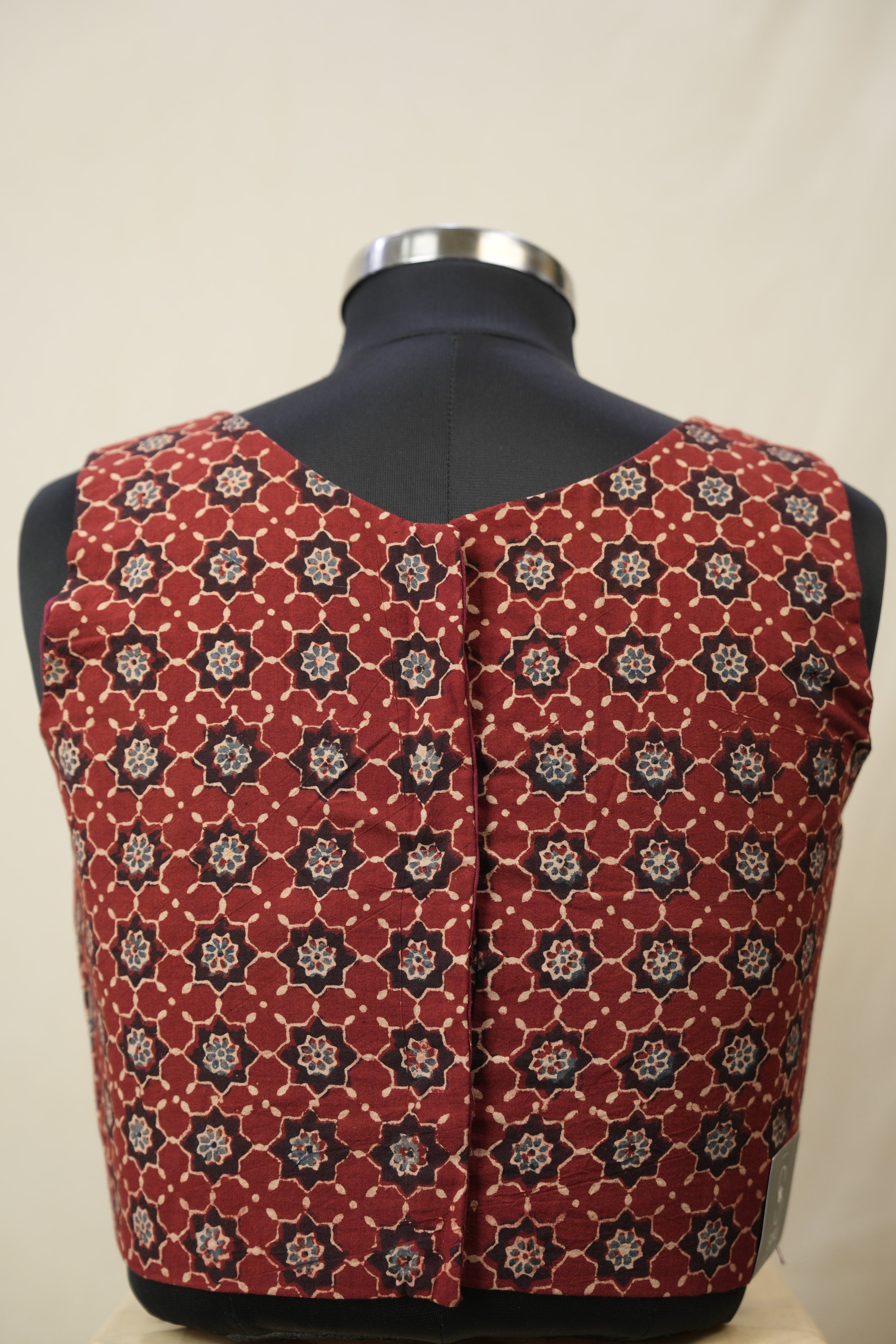 Maroon Floral HBP Ajrakh Cotton Blouse - SRMFACB17