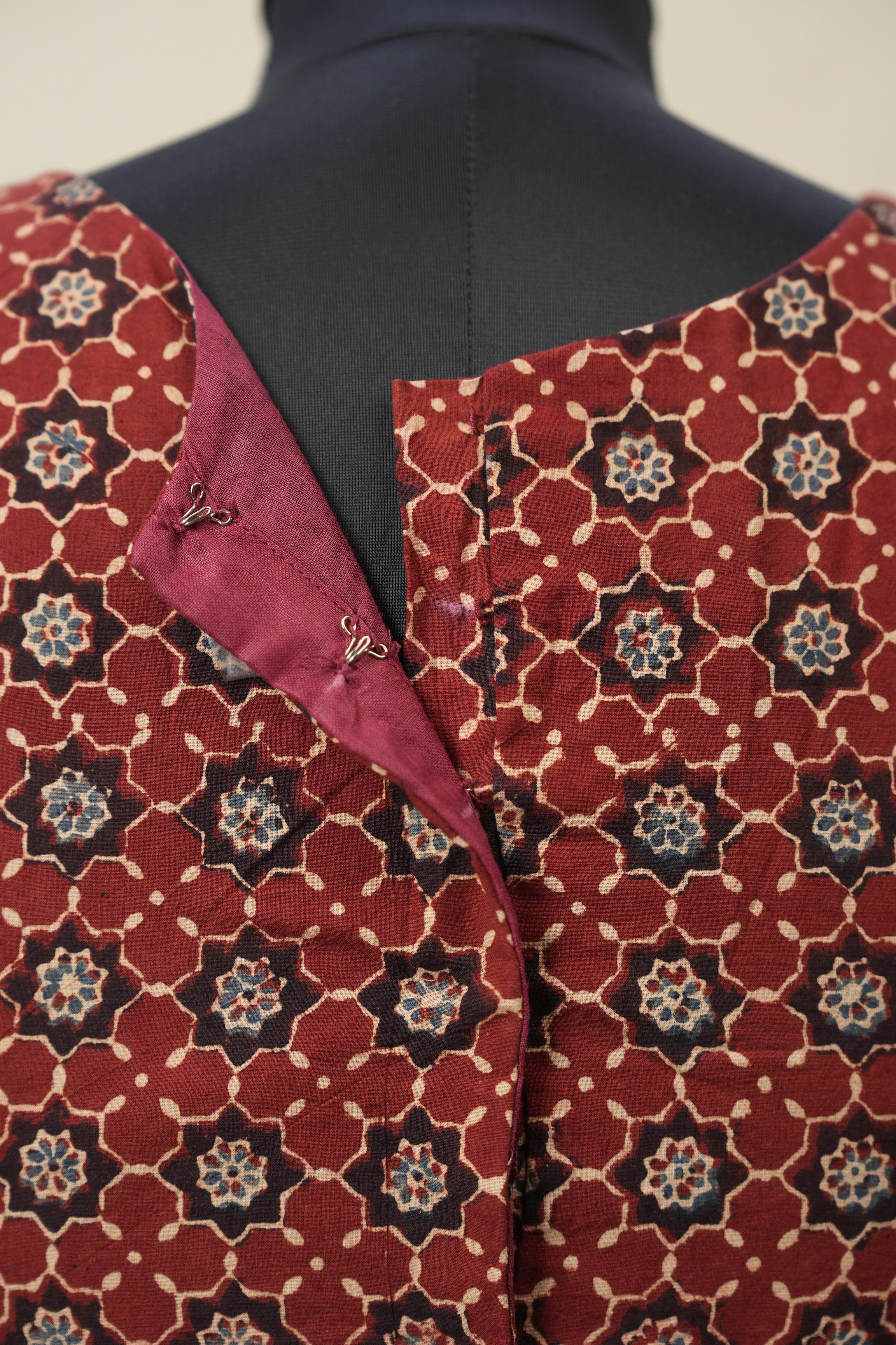 Maroon Floral HBP Ajrakh Cotton Blouse - SRMFACB17