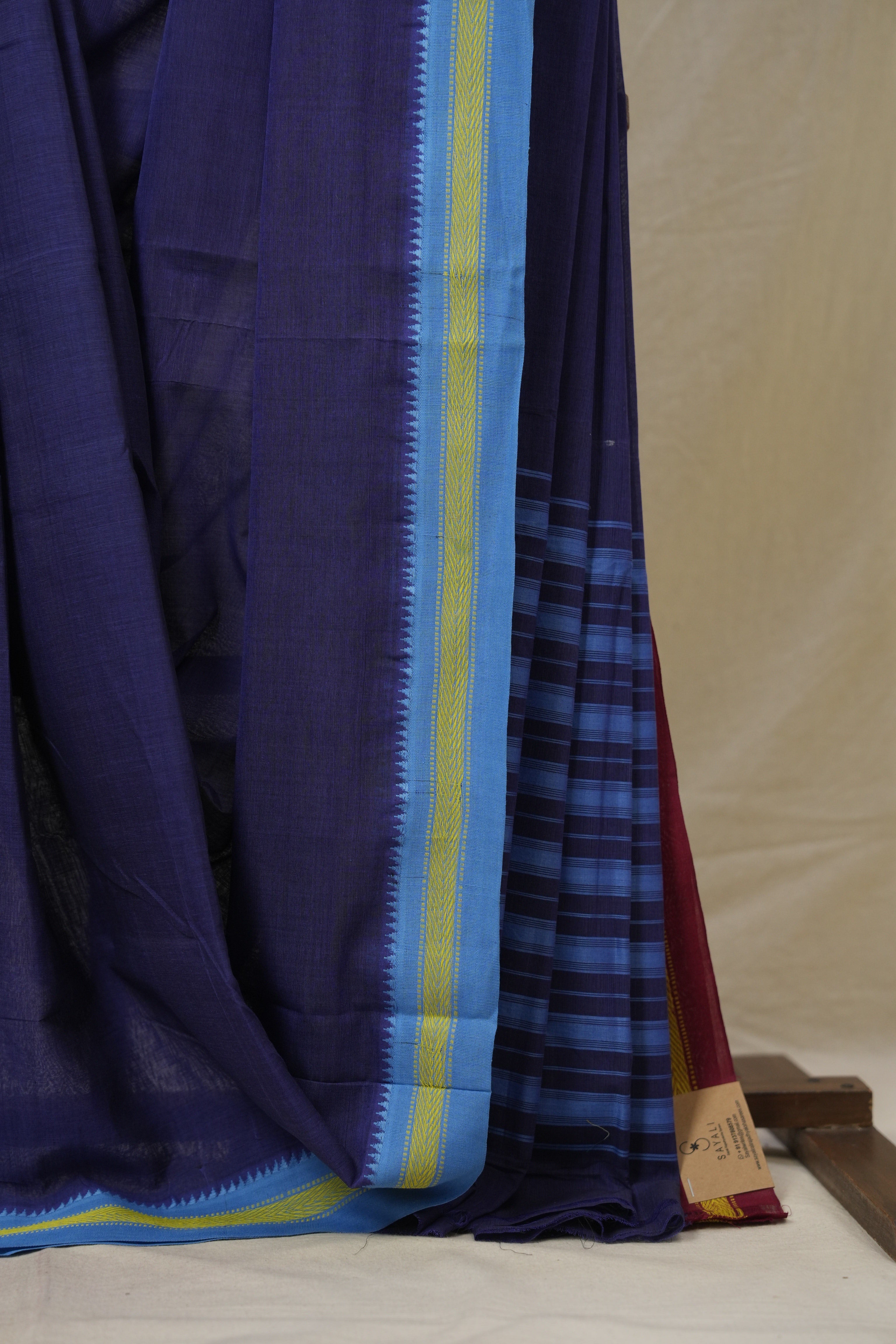 Blue Cotton Mangalgiri Saree - SRBCMS89